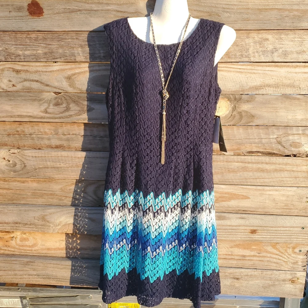 R&K Blue Ombre Crochet Dress - Picture 2 of 12